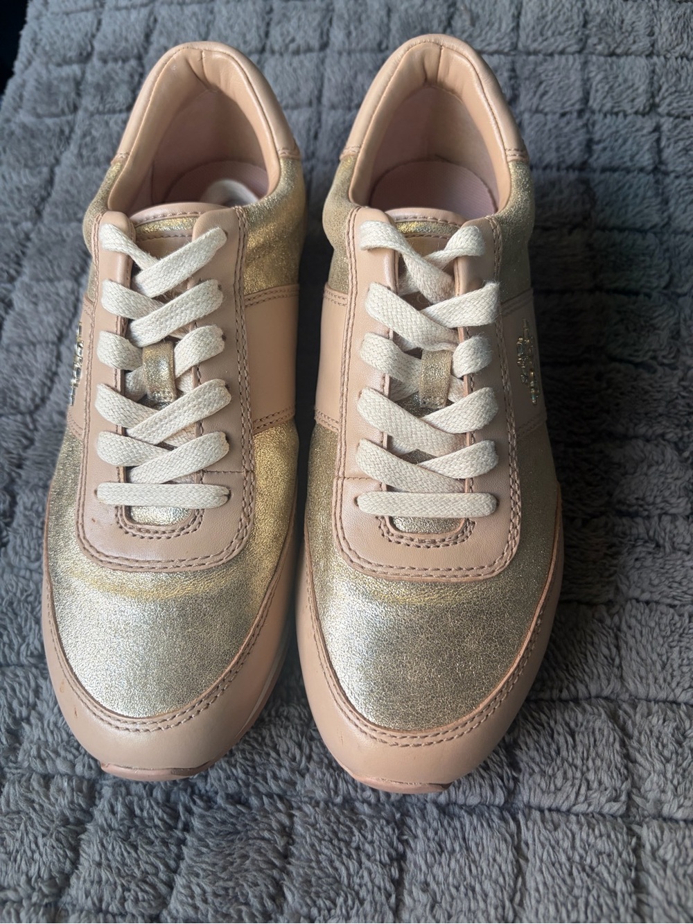 Coach Gold and Blush Lace-Up Sneakers
